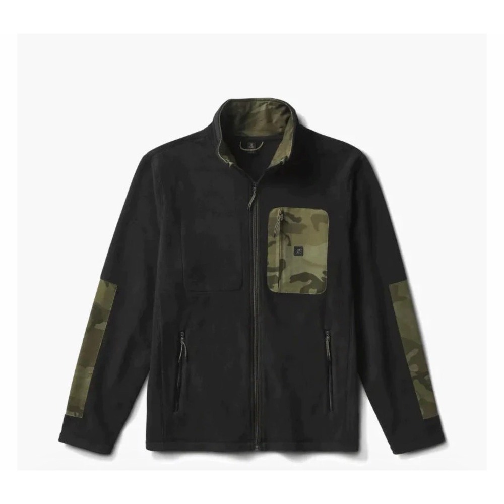 Roark Mens Landfall Fleece Jacket Black Camo Full Zip RJ215
